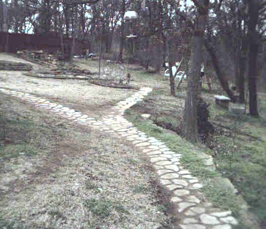 Finished stone-look garden path